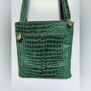 Francesco Rogani Green Crocodile Pattern leather Crossbody Bag made in Italy